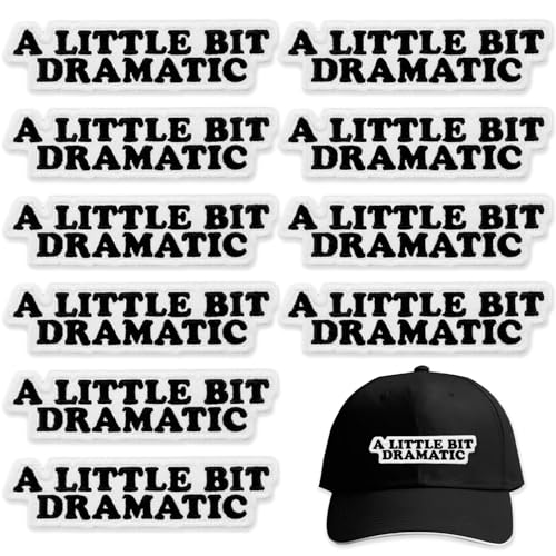 KuuGuu 10 Stück "A Little Bit Dramatic"-Aufnäher, lustige Stickerei, Reparaturflicken, Biker, zum Aufbügeln, Applikation, schwarz, Trucker-Mütze, zum Aufnähen, dekorativ für selbstgemachte T-Shirts, von KuuGuu