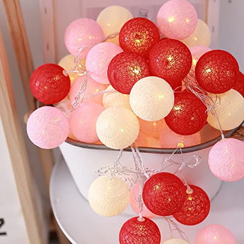 Globus-Lichterkette, farbige LED-Lichterkette mit runden Kugeln, ferngesteuerte Weihnachtsbeleuchtung für Camping, Wohnheim, Party, Hochzeit, Innen- und Außendekoration (pink) von Kuuleyn