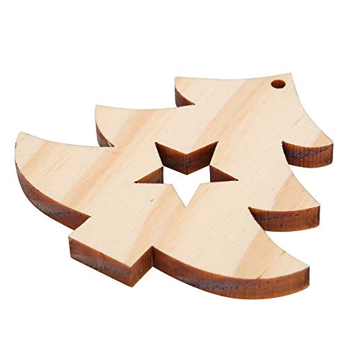 Kuuleyn 10 Stück Holz-Weihnachtsornamente, Holz-Hängeplatten, DIY handgemachtes Handwerk, Neujahrs-Weihnachtsbaumdekorationszubehör mit Seil (13) von Kuuleyn