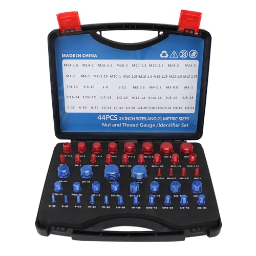 Kuuleyn 44PCS -Nuss- und Bolzengewindeprüfer, Aluminium -Zoll und metrische Präzise -Bolzenmut -Kennungsmessgeräte mit Speicherbox zum Messen von Rotblau -Design -Mechaniker Kuuleyn 44PCS -Nuss- und Bolzengewindeprüfer, Aluminium -Zoll und metrische Präzise -Bolzenmut -Kennungsmessgeräte mit Speicherbox zum Messen von Rotblau -Design -Mechaniker von Kuuleyn