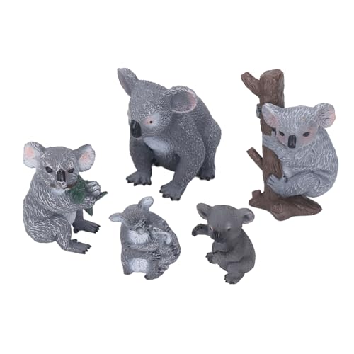 Kuuleyn 5-teilige Koala-Figuren-Kollektion, handgefertigt aus weichem Kunststoff mit lebensechten Details, reichhaltige Variationen, Dekoration für Zuhause, Schreibtisch, Regal, von Kuuleyn