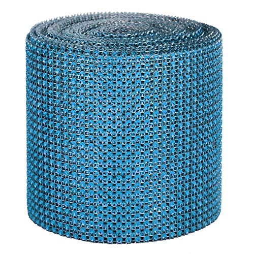 Kuuleyn 9 m 24 Reihen funkelndes Strass-Netzband, galvanisiertes künstliches Strassband aus Kunststoff, Netz-Hochzeitskleidungsdekoration für Hochzeit, Geburtstag, Kunst und (Blue) von Kuuleyn