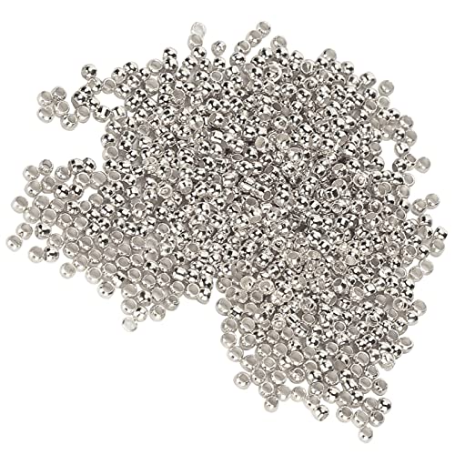 Kuuleyn Metallperlen, Quetschperlen, Quetschperlen, 500 Stück Quetschperlen, runder Abstandshalter, lose Stopper, Terminatoren, Spitzen für Halskette, Armband, DIY(Silber-) von Kuuleyn