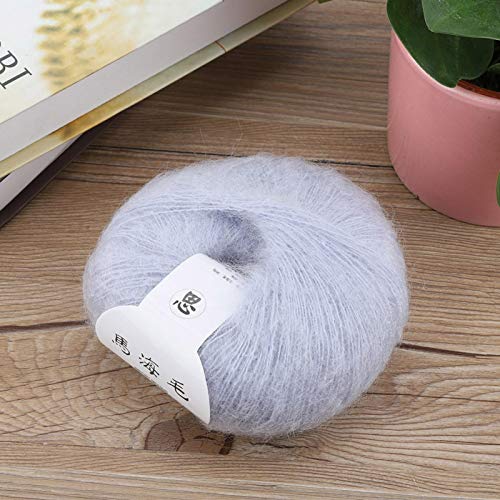 Kuuleyn Mohair Wool Ball 100% brandneue, weiche Mohair Strickwolle Garn DIY Schal Schal Häkelgarn Zubehör(Grau) von Kuuleyn