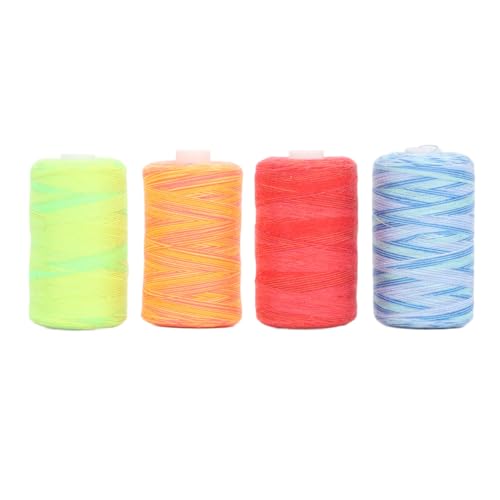 Kuuleyn Nähgarn-Set, 1.000 Yards lichtbeständiges Polyester-Stickgarn, 4 leuchtende Farben für DIY-Bastelarbeiten, Kissenverzierung und Kleidungsdekoration von Kuuleyn