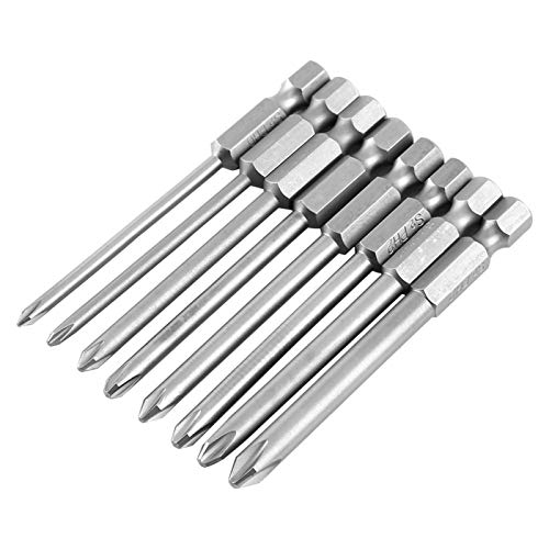 Langer Sechskant-Kreuzkopf, 8 Stück 75 mm 1/4 "Sechskant-Bohrer-Set, magnetisch, Schraubendreher-Bits-Set für Holz, Stahl, Metall, Kunststoff, Schnellwechsel-Design von Kuuleyn