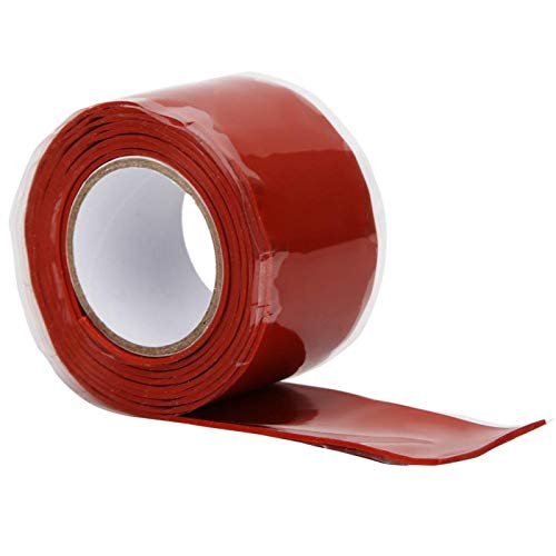 Wasserdichtes Klebeband,Selbstklebendes Abdichtband,Starke Klebrigkeit Wasserdichtes Klebeband PVC-PPR-Rohre Reparaturzubehör Schnellstopp-Dichtungsband 1 Meter Länge Weiß/Rot(rot) von Kuuleyn