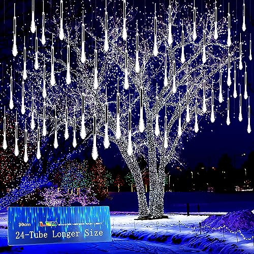 Weihnachtsbeleuchtung Außen, 20 Röhren Meteorschauer Lichterkette(Äquivalent zu 2 Sätzen von 10er-Röhren), Wasserdichte Lichterkette für Weihnachten Halloween Baum Hof, Weihnachtsdeko Aussen, Weiß von Kwaiffeo