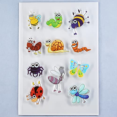 Kwan Crafts Insekten-Honigbienen-Grün-Insekten-Ameisen-Marienkäfer-Spinne, transparente Stempel für Kartenherstellung, Dekoration und DIY-Scrapbooking, 3050615 von Kwan Crafts