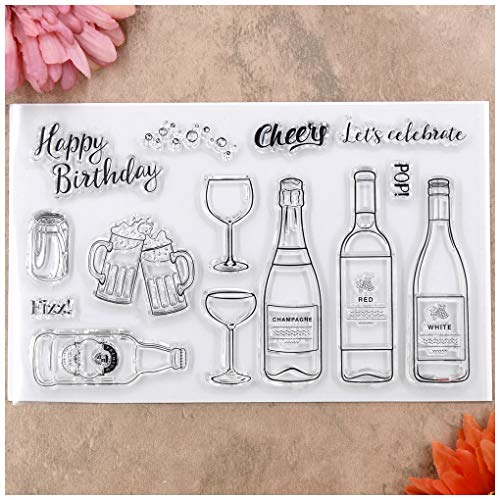 Kwan Crafts Transparente Stempel "Happy Birthday Cheers", für Kartengestaltung, Dekoration und Bastelarbeiten von Kwan Crafts