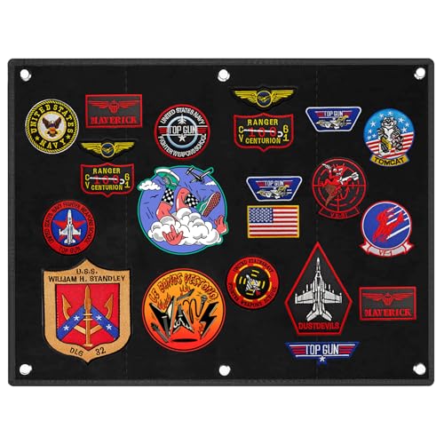 Patches Klett Wand,58 x 45cm Klettwandflache Patches,Klettfläche Klettmatte Patchwand, Patches Klett Militar Patch Board Patches Klett Wall Display mit 6 Ösen für Aufkleber, Stempel, Abzeichen von Kweiugfi