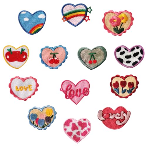 KyeeaDIY 13 Stück Patches Zum Aufbügeln Liebe Flicken Zum Aufbügeln Kinder Bügelaufkleber DIY Applique Reparatur Dekorative Bügelbilder Gestickte Patch für Rucksack Kleidung Hüte (Liebe) von KyeeaDIY