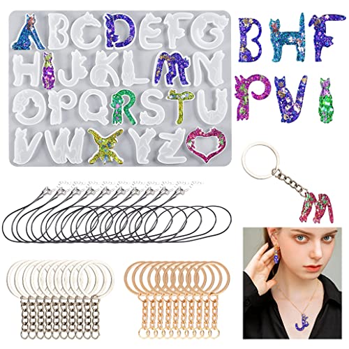 KyeeaDIY 3st Ohrring Resin Silikonform Epoxidharz Formen Silikon Harz Gießformen Schmuck Anhänger Epoxid Gießen Earring Resin Mold für DIY Ohrring Halsketten Anhänger Geschenk (Buchstaben) von KyeeaDIY