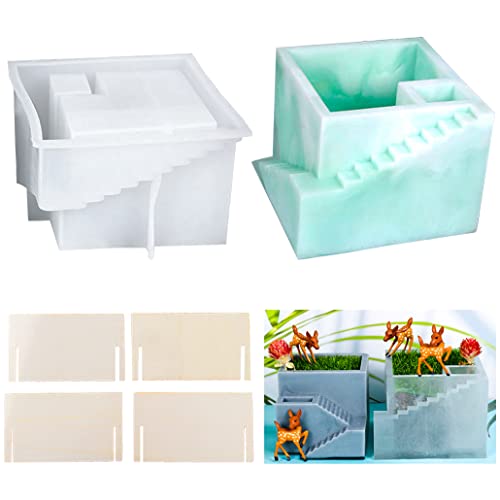 KyeeaDIY 5PK Silikonformen Epoxidharz Formen Set DIY Silikon Formen Gießformen Sukkulenten Blumentopfformen Flower Pot Resin Mold Silicon Gießharz Formen Kerzenhalter (Mittel Form) von KyeeaDIY