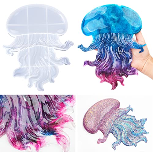 KyeeaDIY Große Silikonform Gießform Epoxidharz Formen, Simulation Qualle Silikonform Harz Irregulär Quallenform Jellyfish Resin Mold für DIY Ozean Biologie Ablagefach von KyeeaDIY