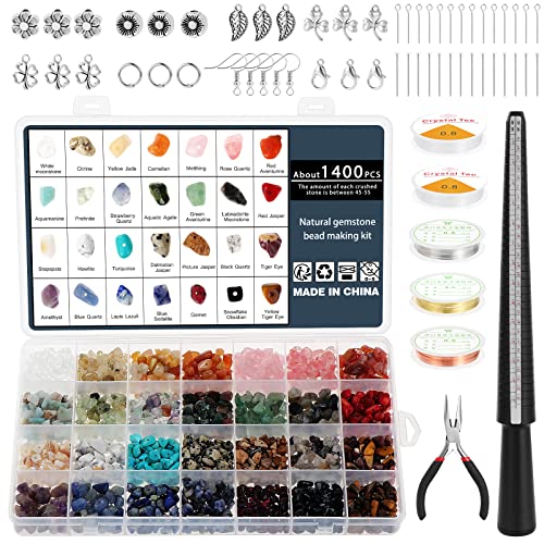 Kyrio 1660pcs Schmuck machen Kit, 28 Farben Kristall Perlen Kit mit Ohr Haken Karabinerhaken Schmuck Draht, Zangen und anderen Schmuck Ring Making Supplies für Schmuck machen DIY Crafts von Kyrio