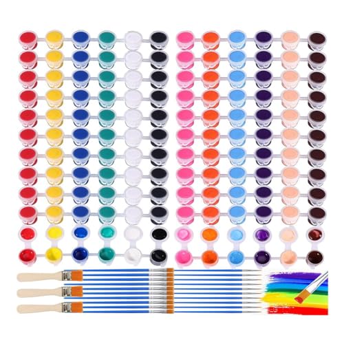 Kytxqikd Acrylfarben-Set für Kinder, Acrylfarbstreifen, 24 Farbstifte, 3 Pinsel, Ideal für zu Hause, Klassenzimmer, Partygeschenke, Langlebig, Einfach zu Verwenden von Kytxqikd