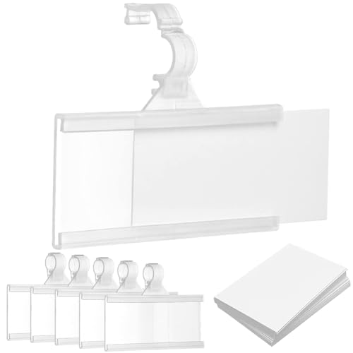 Kytxqikd Kunststoff-Hängeetikettenhaken, Preisschild-Kartenhalter mit Kartenpapier, Größe 76 X 35 Mm, 50 Sets von Kytxqikd