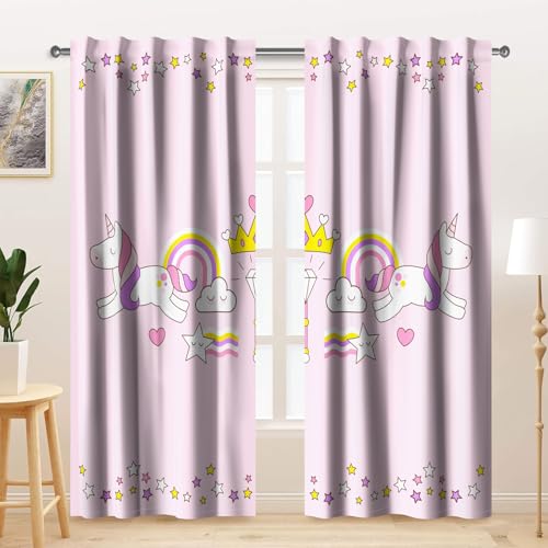 Kzzfqxb 107x160cm Kinder vorhänge 2 Paneele, rosa Sterne symmetrische Regenbogenkrone, Wolken Zauberstab Cartoon-Druck, für Mädchen, Kinder, Babyzimmer, Kinderzimmer Kzzfqxb 107x160cm Kinder vorhänge 2 Paneele, rosa Sterne symmetrische Regenbogenkrone, Wolken Zauberstab Cartoon-Druck, für Mädchen, Kinder, Babyzimmer, Kinderzimmer von Kzzfqxb