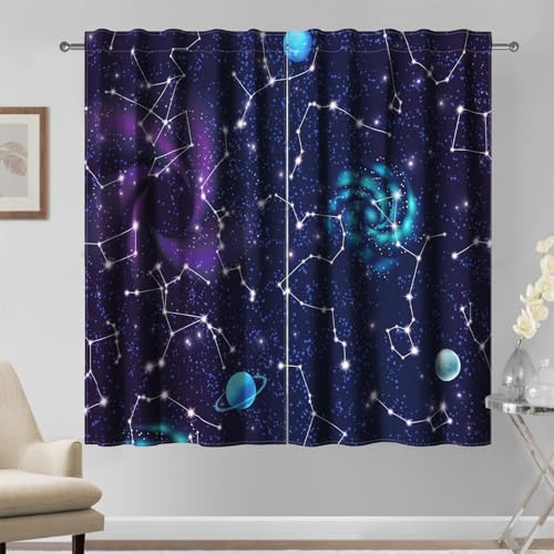 Kzzfqxb 117×138cm Galaxy Gardinen, Blau Lila Nacht Sternenhimmel Planeten Nebel Astrologie Astronomie gardinen 2 Paneele für Jungen Mädchen, Schlafzimmer Wohnzimmer Fenstervorhänge Kzzfqxb 117×138cm Galaxy Gardinen, Blau Lila Nacht Sternenhimmel Planeten Nebel Astrologie Astronomie gardinen 2 Paneele für Jungen Mädchen, Schlafzimmer Wohnzimmer Fenstervorhänge von Kzzfqxb
