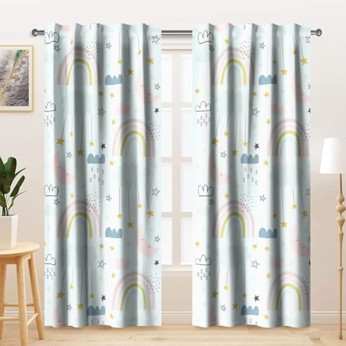 Kzzfqxb 117x138cm Kinder vorhänge 2 Paneele, Regenbogen nach Regenwolken Mondsterne Karikatur, Hellblau Rosa Dekor für Kinder Mädchenschlaf Zimmer, Kinderzimmer, Wohnzimmer Kzzfqxb 117x138cm Kinder vorhänge 2 Paneele, Regenbogen nach Regenwolken Mondsterne Karikatur, Hellblau Rosa Dekor für Kinder Mädchenschlaf Zimmer, Kinderzimmer, Wohnzimmer von Kzzfqxb