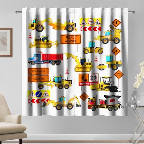 Kzzfqxb 117x138cm Kindervorhänge 2 Paneele, Maschinenfahrzeuge Straßenbaustelle Straßenbau LKW Bagger Warnschilder vorhänge, gelbes Dekor für Kinder Jungen Schlafzimmer, Kinderzimmer Kzzfqxb 117x138cm Kindervorhänge 2 Paneele, Maschinenfahrzeuge Straßenbaustelle Straßenbau LKW Bagger Warnschilder vorhänge, gelbes Dekor für Kinder Jungen Schlafzimmer, Kinderzimmer von Kzzfqxb