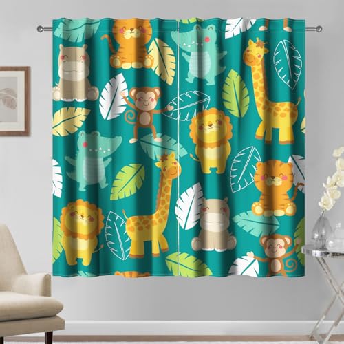 Kzzfqxb 117x138cm Kindervorhänge 2 Paneele, grüne Waldtiere, Tiger Löwen Nilpferde Giraffen Krokodile Cartoon Gemälde Bedruckte für Kinder, Jungen, Mädchen, Babyschlafzimmer Kzzfqxb 117x138cm Kindervorhänge 2 Paneele, grüne Waldtiere, Tiger Löwen Nilpferde Giraffen Krokodile Cartoon Gemälde Bedruckte für Kinder, Jungen, Mädchen, Babyschlafzimmer von Kzzfqxb