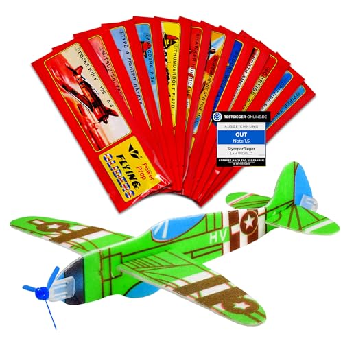 12x Styroporflieger | Set aus gemischten einzeln verpackten Gleitflugzeugen mit Testsiegel | Styroporgleiter Wurf-Gleiter Flieger Gleiter ideal als Mitgebsel Mitbringsel Give aways f. Kindergeburtstag von L + H WORLD