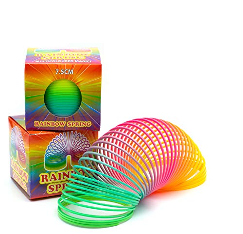 L + H WORLD Regenbogenspirale groß XXL im 2er Set | Premium QUALITÄT | Ø 7 cm | magische Bunte Treppenläufer Slinkys in Neonfarben geeignet für Kindergeburtstag als Mitgebsel für Mädchen & Jungen von L + H WORLD