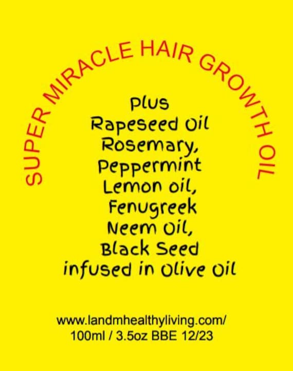 Super Miracle Haarwuchsöl Mit Schwarzkümmel Neemöl Rapsöl Rosmarin Pfefferminz Zitronenöl Bockshornklee Olivenöl - 100Ml von L2MHairBodyShop