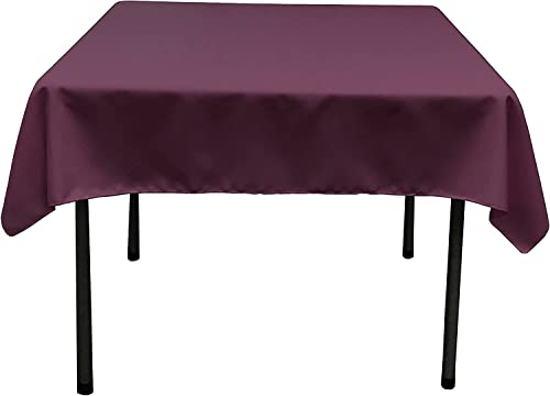 LA Linen Quadratische Tischdecke aus Polyester/Popeline, Polyester, aubergine, 132 x 132 x 0.04 cm von LA Linen