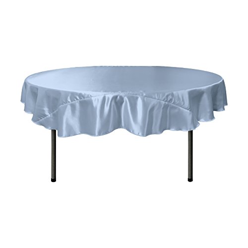 LA Linen Tischdecke aus Satin, rund, 183 x 183 x 0,02 cm, Hellblau von LA Linen