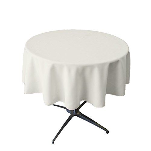 La Leinen Polyester Popeline Tischdecke rund, Polyester, weiß, 147,32 cm von LA Linen