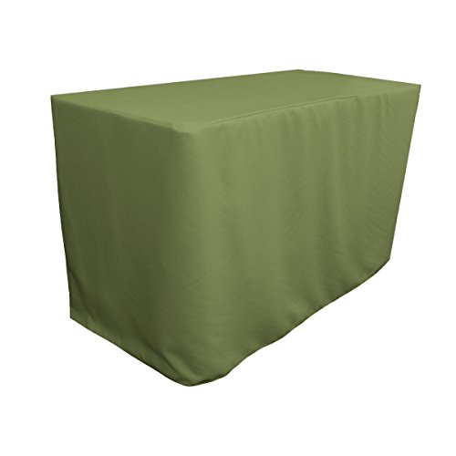 La Leinen Popeline Spannbettlaken Tischdecke, Polyester, Dark sage, 48 x 24 x 30 von LA Linen