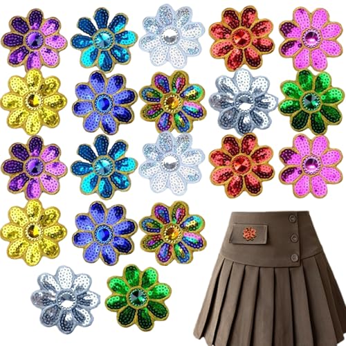 20pcs Paillettenflecken, 8 Blütenblätterapplikationen, 2,9 Blumenflecken mit heißem Kleber, Applikationen Verzierungen für Kleidungskleidung für Kleidungsvorhang von LAANCOO