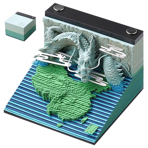 LAANCOO 3D Art Calendar Memo Pad 2024, kreativer chinesischer Zodiac Dragon 190 Blätter Schreibtischkalender Notizblock DIY 3D Art Notiz Time Stück Kalender von LAANCOO