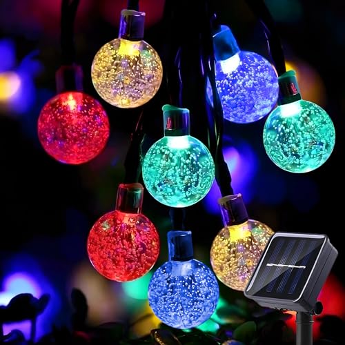 LABEHOLD Solar Lichterkette Aussen - 10M 40 LED Lichterkette Außen Solar, 8 Modes Wasserdicht Kettenlicht Kristall Kugeln Wetterfest Solar Lichterkette Außen für Garten Balkon Terrasse Partys (Bunt) von LABEHOLD