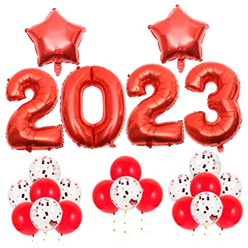 1 Satz 2023 Aluminiumfolienballon Babyballons Ballons für das neue Jahr wandverkleidung wand polsterung balloon weihnachtsdeko Silvester Folienballons 2023 Luftballons Emulsion rot LABRIMP von LABRIMP