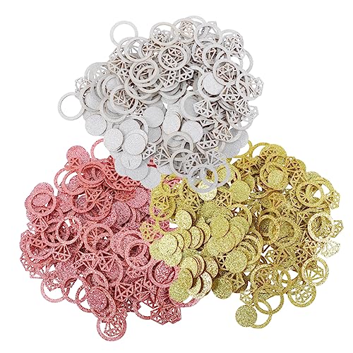 3 Sätze ausgeschnittene Diamantringfragmente roségoldenes Dekor Konfetti aus Papier confetti konfetti bunt Goldfarben Diamant-Dekor Zubehör für Hochzeitsfeiern Diamantring Konfetti LABRIMP von LABRIMP