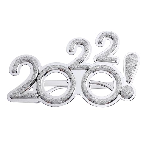 LABRIMP 1 Paar 2022 2022 Digitale Brille neujahrsbrillen Partydekoration für das neue Jahr Nummer 2022 leuchtbrillen silvesterbrillen weihnachtsdeko Partybrillen Brillenstütze Stk Silver von LABRIMP