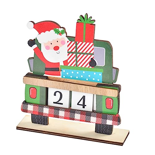 LABRIMP 1 Satz Countdown Bis Weihnachten Weihnachtlicher Adventskalender Weihnachtliche Tischdekoration Leuchtender Weihnachts-countdown- Festival-adventskalender Rot Holz von LABRIMP