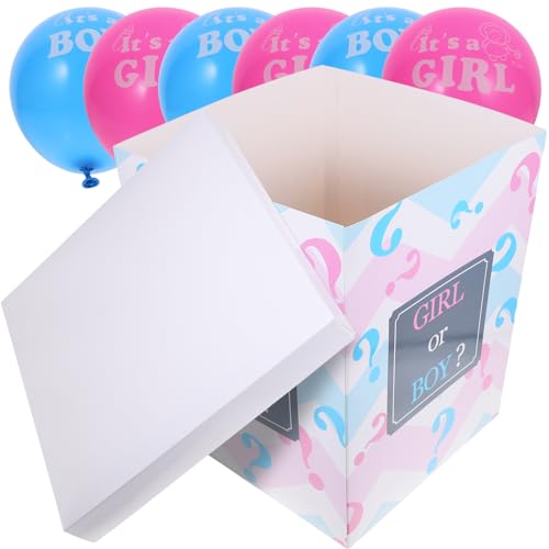 LABRIMP 1 Set Gender Reveal Box Für Babyparty Enthält 1 Fragezeichen Box 3 Pinke Und 3 Blaue Luftballons Perfekte Dekoration Zur Geschlechtsenthüllung Für Jungen Oder ädchen von LABRIMP