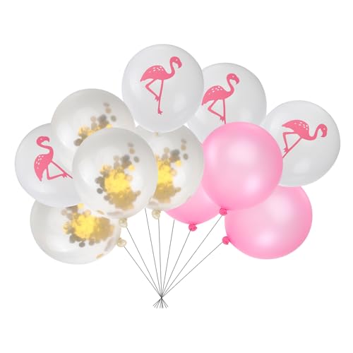 LABRIMP 10 Teiliges Luftballon Set Mit Flamingo Druck Reine Und Rosa Farben Inklusive Goldene Pailletten Luftballons Ideal Für Hochzeiten Geburtstagsfeiern Und Dekorative Anlässe von LABRIMP