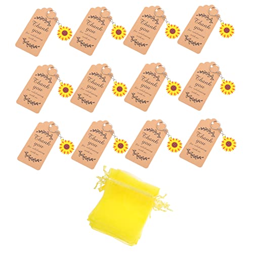 LABRIMP 12 Sets Von Sonnenblumen Schlüsselkette Dekorative Geschenkbeutel Tags Sonnenblumenpartyzubehör von LABRIMP