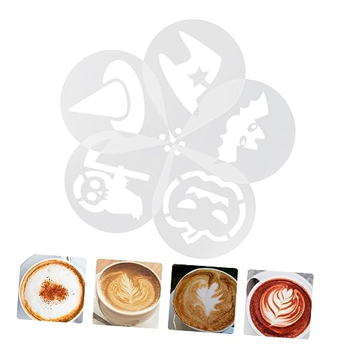 LABRIMP 12St Halloween-Zeichnungsvorlage Kaffee Cakesicles Schimmel Keksformen Kuchenform cappuccino schablonen coffee art Dekor Latte-Art-Schablonen Cappuccino-Kunstvorlagen Plastik Weiß von LABRIMP