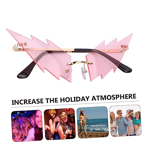 LABRIMP 1stk Lustige Brille Brillen Für Männer Outdoor-dekor Trendige Sonnenbrillen Für Damen Trendige Partybrillen Modellieren Von Sonnenbrillen Unregelmäßige Randlose Sonnenbrille Rosa von LABRIMP