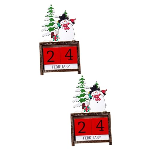 LABRIMP 2 Sätze Weihnachtskalender Weihnachtsgeschenke Ewiger Desktop-Kalender Adventskalender tischkalender kalender schreibtisch kreativer Kalender exquisiter Countdown-Kalender Holz von LABRIMP