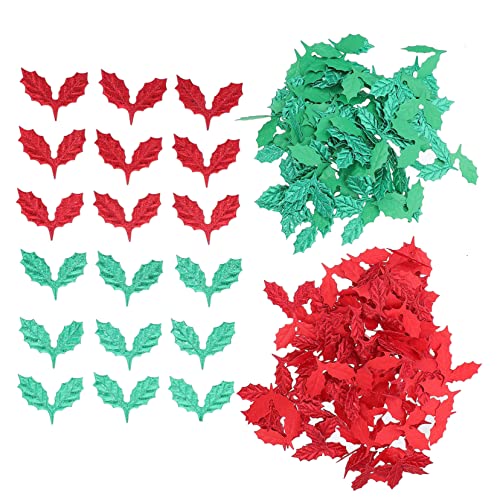 LABRIMP 200st Weihnachten Hinterlässt Konfetti Handgemachte Lichthausdekorationen Für Zu Hause Desktop-blatt-ornament Glitzerndes Konfetti Tischdekoration Diy Dekor Plastik Rot von LABRIMP