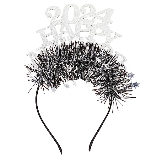 LABRIMP 2024 Neues Jahr Stirnband Haarbänder Für Damen Haarschmuck Für Die Neujahrsparty Lametta-haarreifen Silvester Partyhut -requisiten Für Das Neue Jahr Silvester Partyhüte Grüßer von LABRIMP