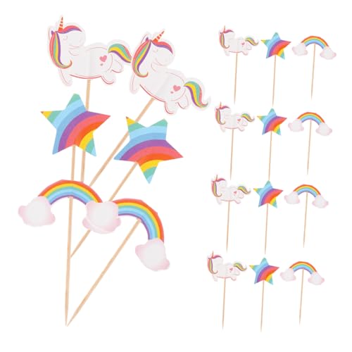 LABRIMP 24 Stück Geburtstagstorte Dekorationen Cartoon Cupcake Topper Dessert Topper Kucheneinsatz Dekorationen Cupcake Topper Stick Muffin Kuchen Topper Dessert Topper von LABRIMP